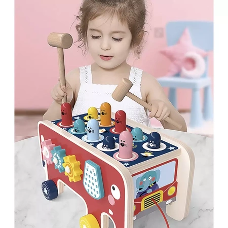 Drewniana Kostka Edukacyjna Słoń Montessori Wbijak KRUZZEL