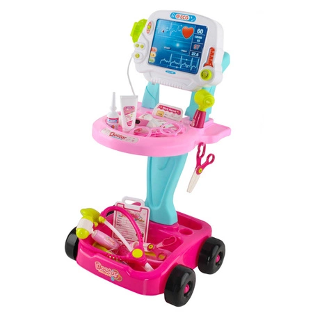 Zestaw Małego Doktora dla Dzieci XXL Iso Trade WÓZEK z EKG Akcesoria Lekarz