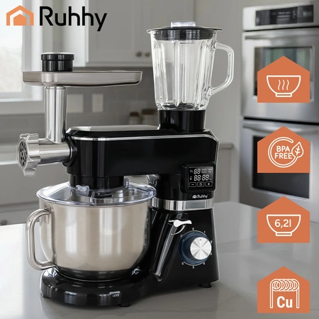 Robot Kuchenny Planetarny z Podgrzewaną Misą 6,2L Wielofunkcyjny + Blender