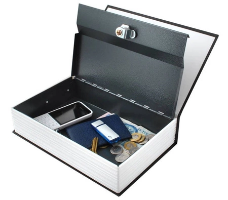 Sejf metalowa KASETKA książka na pieniądze + KLUCZ MALATEC