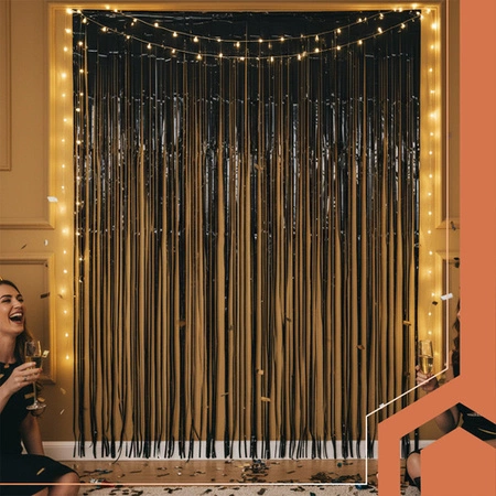 Kurtyna Dekoracyjna Czarna Samoprzylepna Zasłona Impreza Sylwester 100x200 Ruhhy 26172