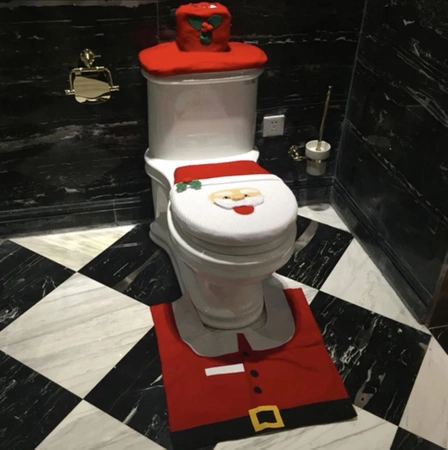 Łazienkowy Zestaw Świąteczny Dywanik WC Mikołaj Pokrowiec Święty Łazienki RUHHY