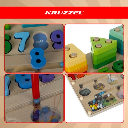 Drewniany Sorter Dla Dzieci Kruzzel Zabawka Edukacyjna 3w1 Montessori