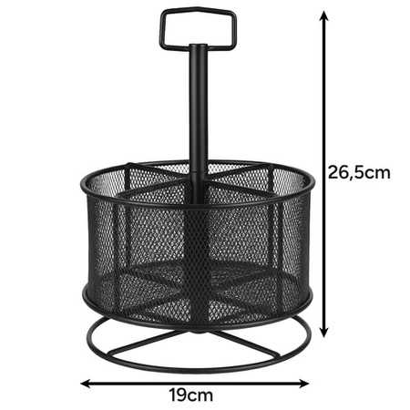 Organizer na Biurko Kredki Przybornik Duży Metalowy Czarny Obrotowy Siatka