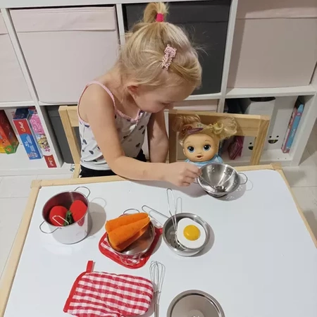 Garnki dla Dzieci Akcesoria Kuchenne Metalowe Zestaw Garnków Patelnia Duże KRUZZEL