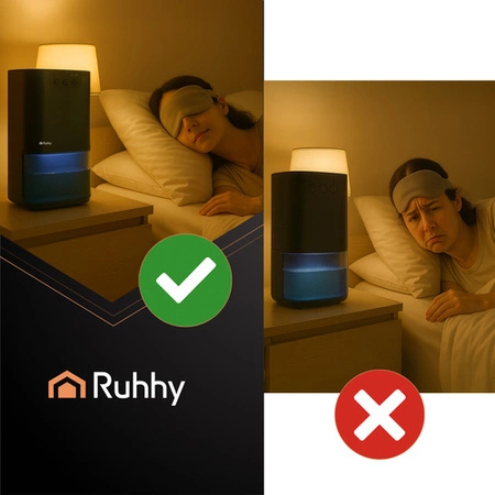 Osuszacz Powietrza Pochłaniacz Wilgoci Cichy Podświetlenie LED + Timer 1,4L czarny Ruhhy 26494