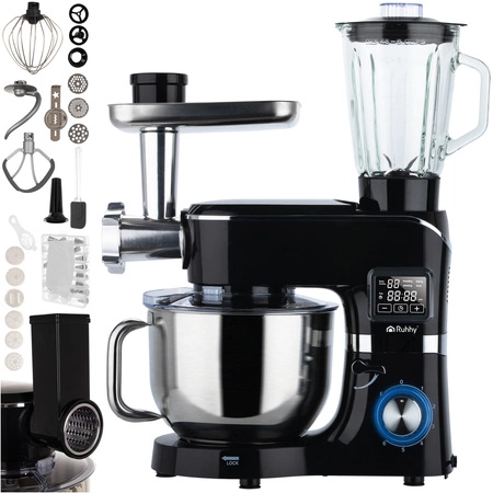 Robot Planetarny Kuchenny z Podgrzewaną Misą 6,2l Wielofunkcyjny Blender Ruhhy 25728