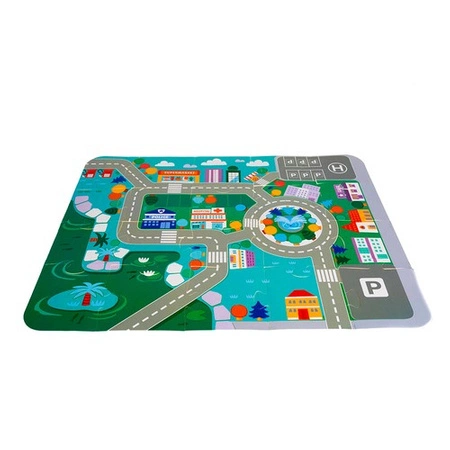 Klocki Miasto Drewniane Auta Zestaw + Puzzle Mata 115 Klocków Edukacyjne KRUZZEL