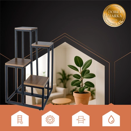 Kwietnik Stojący Stojak na Kwiaty Kwiatki Rośliny Metalowy Loft 4 Poziomy RUHHY 25997