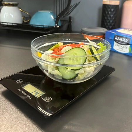 Waga Kuchenna Szklana Elektroniczna Precyzyjna do 5kg LCD 1g Cyfrowa Płaska RUHHY