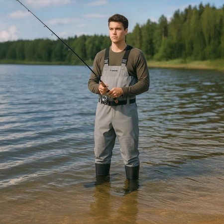 Wodery Wędkarskie Spodniobuty na Ryby Gumowe Spodnie Grube Długie Szelki 46 Trizand 25895