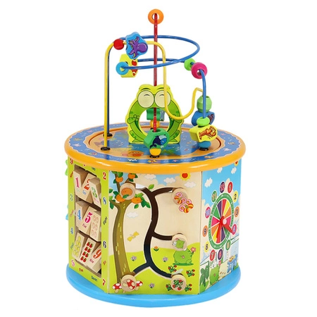 Kostka Drewniana Edukacyjna Sorter 8w1 Montessori Labirynt Skrzynka Zegar KRUZZEL