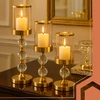 Lampion Świecznik Szklany Ruhhy Złoty Glamour Zestaw Trzy sztuki na Nodze