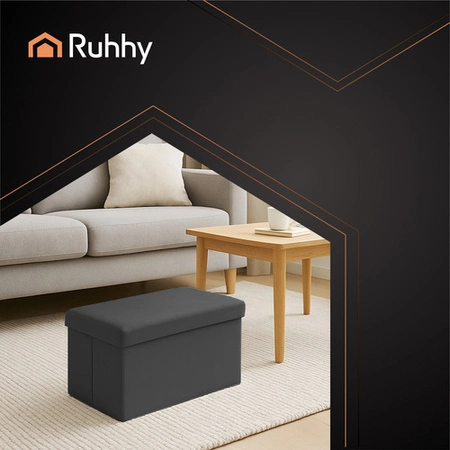 Pufa ze Schowkiem Składana Siedzisko do Siedzenia Skrzynia Puf z Weluru XL Ruhhy 25995