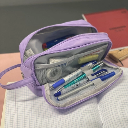 Piórnik Szkolny Trzykomorowy Duży Rozkładany Potrójny dla Dzieci na Zamek MAALEO