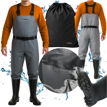 Wodery Wędkarskie Spodniobuty na Ryby Gumowe Spodnie Grube Długie Szelki 45 Trizand 25894