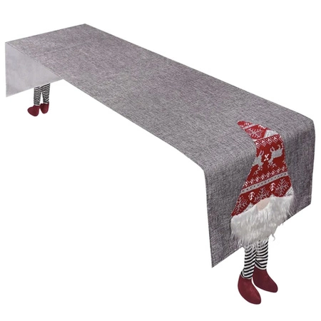 Bieżnik Świąteczny na Stół Obrus Święta Skrzaty Krasnal Szary Wigilijny RUHHY