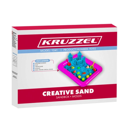 Piasek Kreatywny Foremki Basen Piaskownica Zestaw + 2 kg Piasku dla Dzieci KRUZZEL