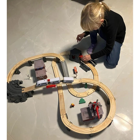 Drewniana Kolejka Pociąg na Baterie Tor Tory Ogromna dla Dzieci XXL 4,8m KRUZZEL