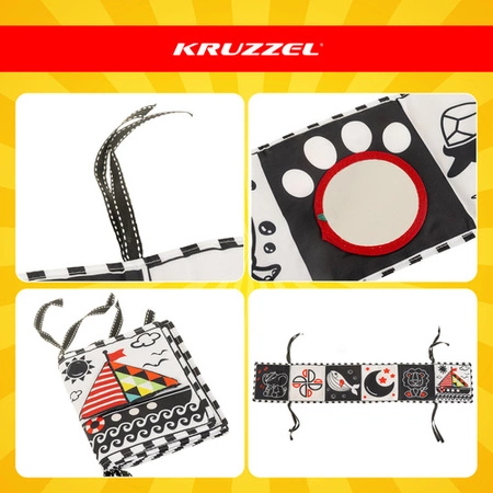 Książeczka Sensoryczna KRUZZEL Kontrastowa Zabawka dla Dzieci Niemowląt 0+