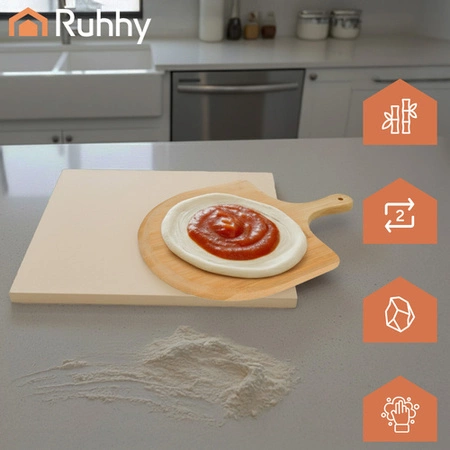 Kamień do Pizzy Ruhhy 38x36 cm z Łopatką Bambusową 2w1 Deska XXL Kordieryt Ruhhy 26916