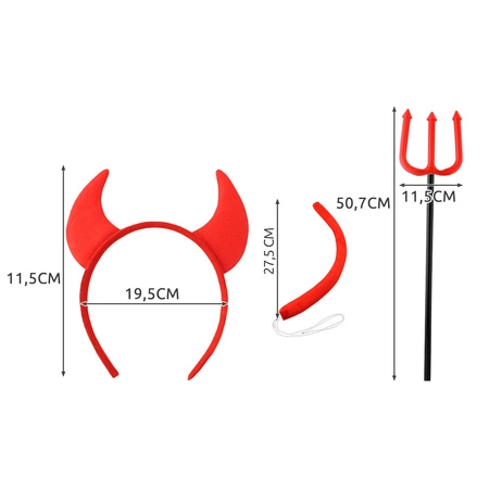 Strój Diabła na Halloween Rogi Widły Kostium Diablełka Diabeł Przebranie KRUZZEL
