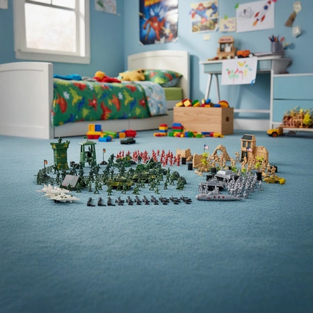 Baza Wojskowa Żołnierzyki dla Dzieci Armia Figurki Wojsko Czołg Broń 300el 26334