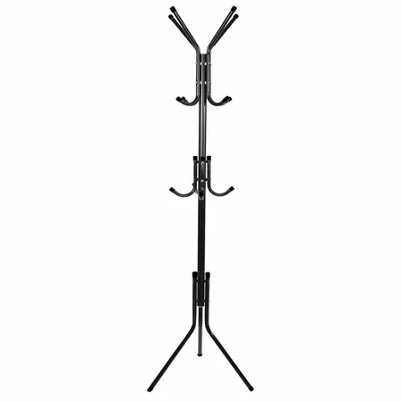 Wieszak Stojak Podłogowy na Ubrania Stojący Loft na Kurtki Ubrania Czarny RUHHY
