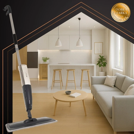 Mop Płaski ze Spryskiwaczem Mikrofibra 41 cm Pojemny 600 ml + 2 Ściereczki Ruhhy 26152