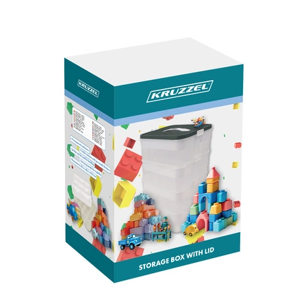 Pojemnik na Klocki Pudełko 29l Organizer z Przegródkami Duży 4 Piętrowy Kruzzel 25758