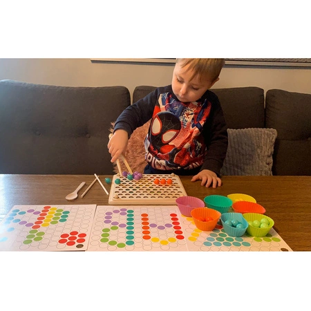 Układanka Drewniana Kulki Koraliki Drewniane Puzzle Mozaika dla Dzieci KRUZZEL