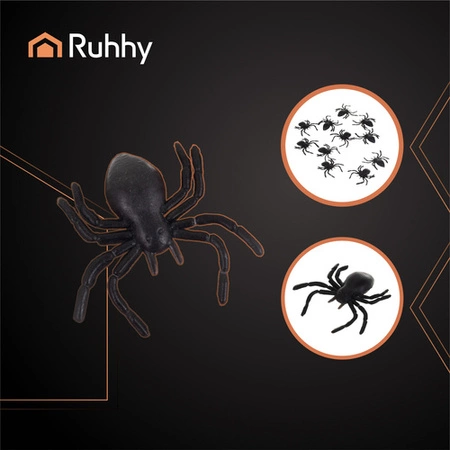 Pająki Dekoracyjne na Halloween Dekoracja Ozdoba Zestaw 10 x Pająk 3x3 cm Ruhhy 26028