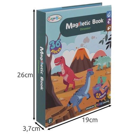 Układanka Magnetyczna Puzzle Montessori 43el. Dinozaury Książka Edukacyjna ISO TRADE