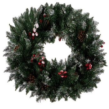 Stroik Świąteczny Wianek na Drzwi Dekoracyjny Ozdobny Ozdoba 45cm Ośnieżony RUHHY