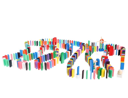 Klocki Drewniane Domino Układanka Kolorowe 1131szt KRUZZEL