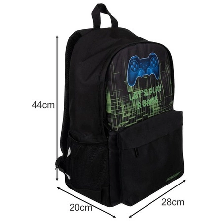 Plecak Szkolny Czarny Młodzieżowy + Worek Pojemny 22l Gamingowy dla Gracza KRUZZEL