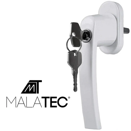 Klamka do Okna Okienna Biała z Kluczykiem Zamkiem do Okien na Zamek Klucze MALATEC