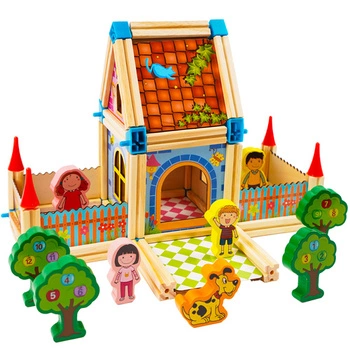 Drewniane Klocki Konstrukcyjne Domek Zestaw 268 el Edukacyjne dla Dzieci Kruzzel 26452