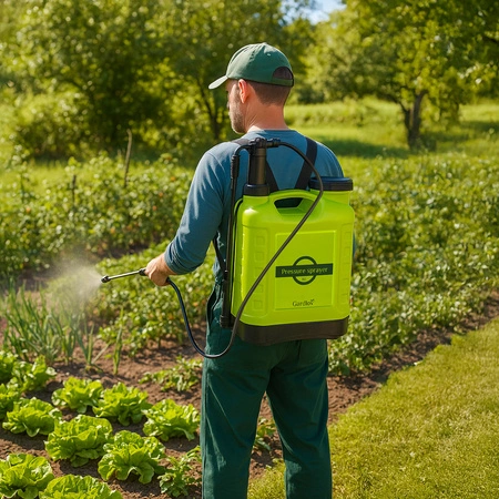 Opryskiwacz Ciśnieniowy Ręczny Ogrodowy Długi Zasięg Lanca + Wąż 170cm 16l Gardlov 25569