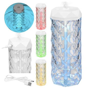 Nawilżacz Powietrza Lampka Nocna Kryształowa Diament Lampa LED z Efekt Róży RUHHY