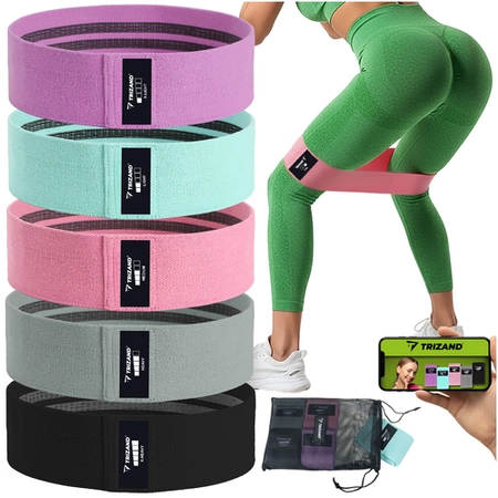 Gumy Materiałowe do Ćwiczeń Trizand Zestaw Fitness Antypoślizgowe 5szt QR 25877