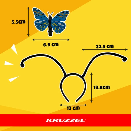 Strój Motyla dla Dzieci KRUZZEL Duże Skrzydła Opaska Kostium Przebranie 5w1