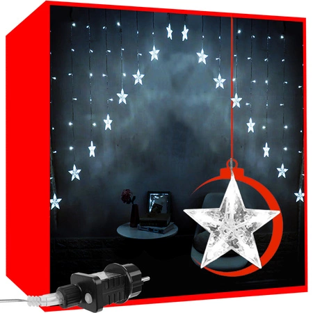 Wiszące Gwiazdy Kurtyna Lampki Choinkowe 136 LED k ISO TRADE