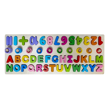 Układanka Drewniana Sorter Klocki Alfabet i Cyfry KRUZZEL