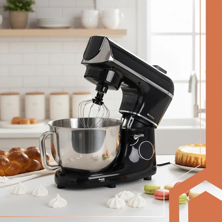 Robot Planetarny Kuchenny RUHHY z Podgrzewaną Misą 5,5 Waga Timer Akcesoria