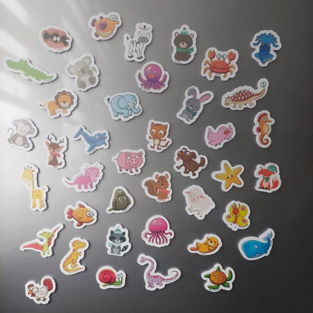 Magnesy na Lodówkę Magnes x 40 Zwierzęta dla Dzieci 40 szt Zestaw + Puszka KRUZZEL