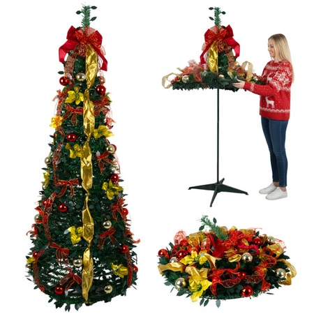 Choinka Sztuczna Udekorowana RUHHY Składana Drzewko ze Stojakiem XXL 180cm