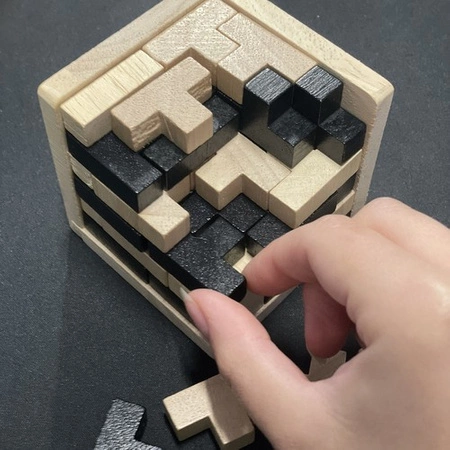 Łamigłówka Kreatywna Kostka do Układania Logiczna Układanka Drewniana Gra T KRUZZEL