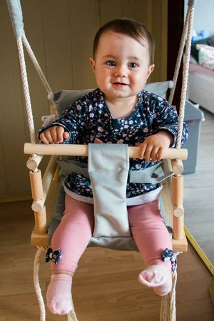 Huśtawka dla Dziecka Dzieci do Domu Pokoju Ogrodu Grey Pasy Bezpieczeństwa KRUZZEL