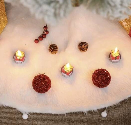 Dywanik pod Choinkę Mata Futerko Biały Dywan 150cm Duży na Prezenty Okrągły RUHHY